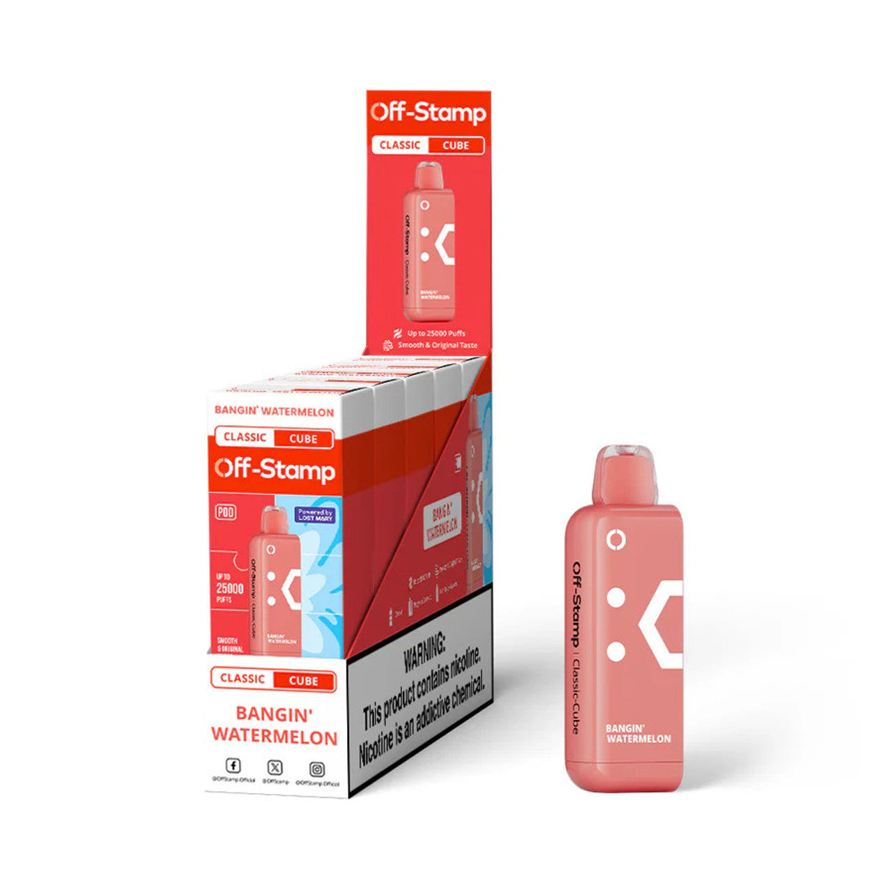 Off Stamp X-Cube Classic Disposable Pod Texas Compliant watermelon only vapez