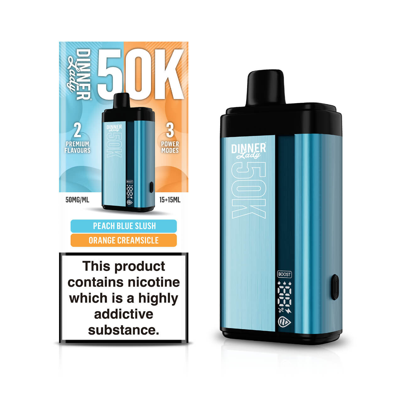 Peach Only Vapez Dinner Lady Row DL50K Vape Texas Compliant