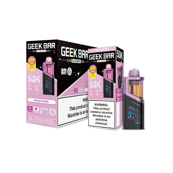 Geek Bar Clio Platinum 50K Disposable Pod peach sluch only vapez